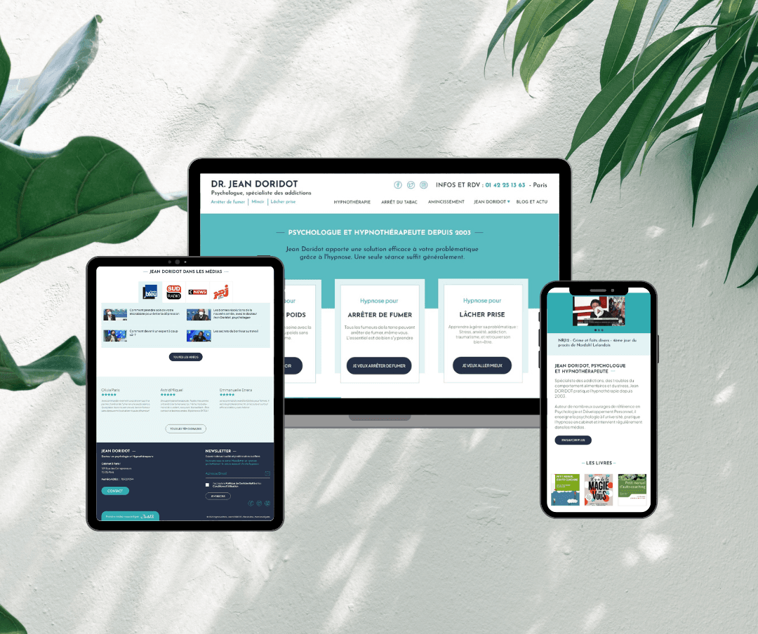 Site de Jean Doridot présenté sur ordinateur, tablette et mobile