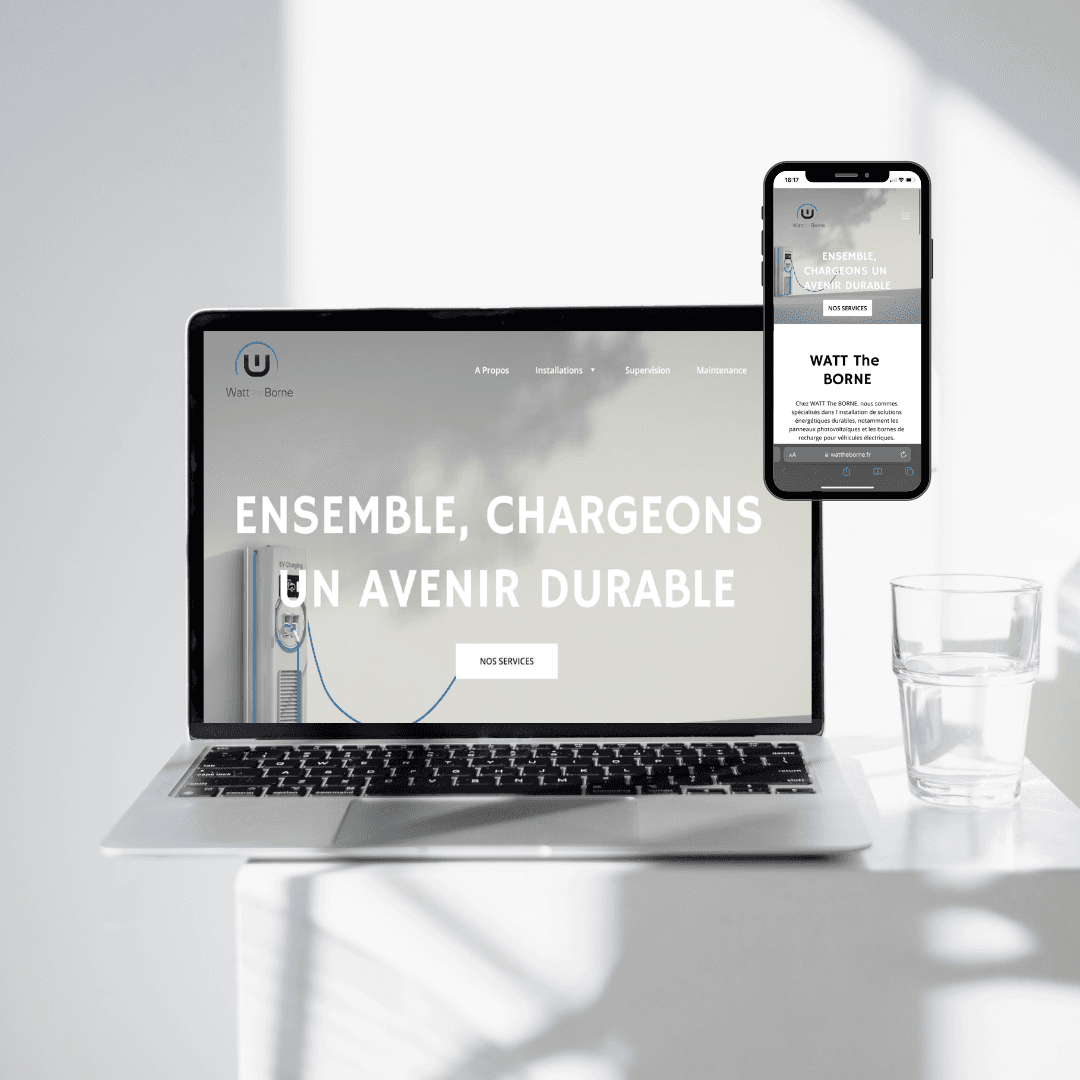 Site Watt the Borne présenté sur ordinateur portable et mobile